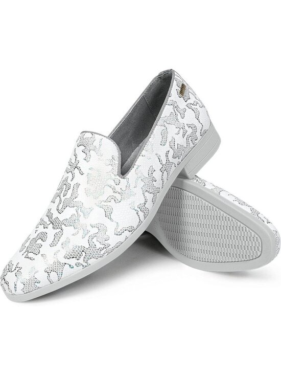 UUBARIS Men\'s Snake White Elegant Tuxedo Loafers Slip on Dress Formal Shoes main image 4